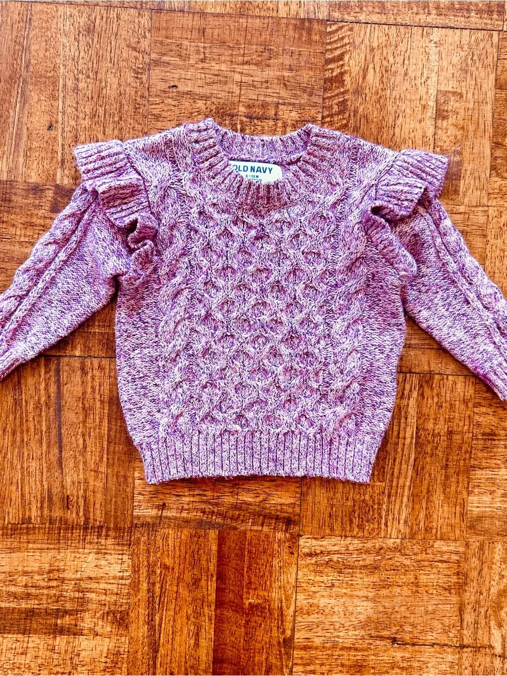Old Navy Baby 6 to 9 Months Marled Lavender Knit Sweater & Jogger Leggings Set